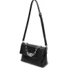 Brandon Blackwood Shoulder Bags>Lisa Shoulder Bag Black Cracked Leather W/Silver Hardware