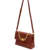 Brandon Blackwood Shoulder Bags>Lisa Shoulder Bag Brown Cracked Leather W/Brass Hardware