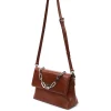 Brandon Blackwood Shoulder Bags>Lisa Shoulder Bag Brown Cracked Leather W/Silver Hardware