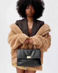 Brandon Blackwood Shoulder Bags>Lisa Shoulder Bag Brown Cracked Leather W/Silver Hardware