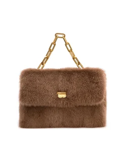 Brandon Blackwood Shoulder Bags>Lisa Shoulder Bag Light Brown Mink W/Brass Hardware