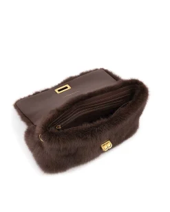 Brandon Blackwood Shoulder Bags>Lisa Shoulder Bag Brown Mink W/Brass Hardware