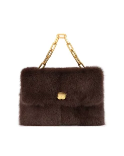 Brandon Blackwood Shoulder Bags>Lisa Shoulder Bag Brown Mink W/Brass Hardware
