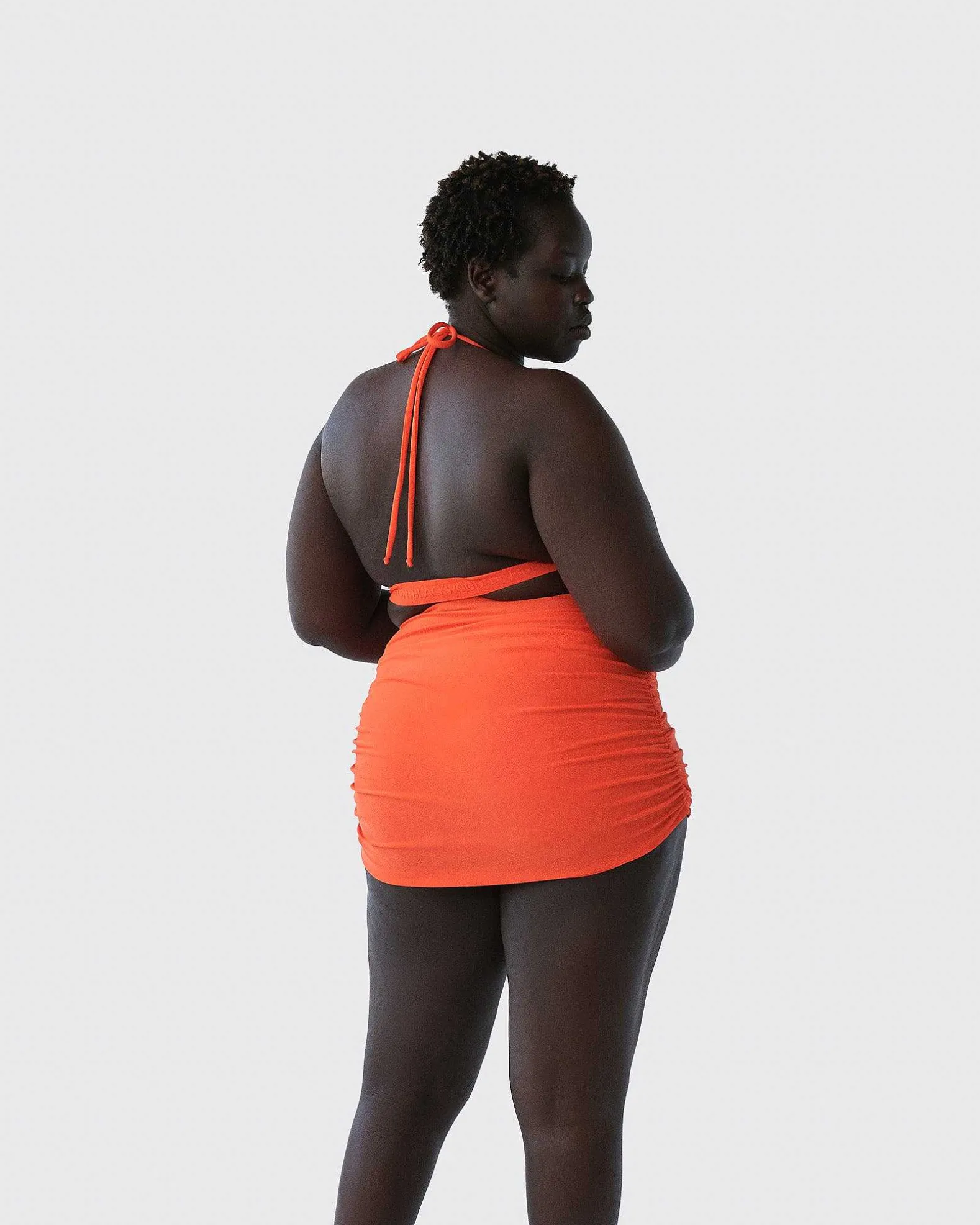 Brandon Blackwood Tops>Logo Halter Bikini Top Orange
