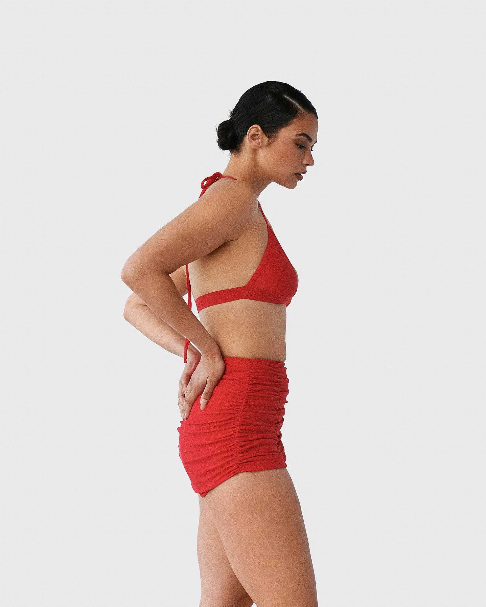 Brandon Blackwood Tops>Logo Halter Bikini Top Red