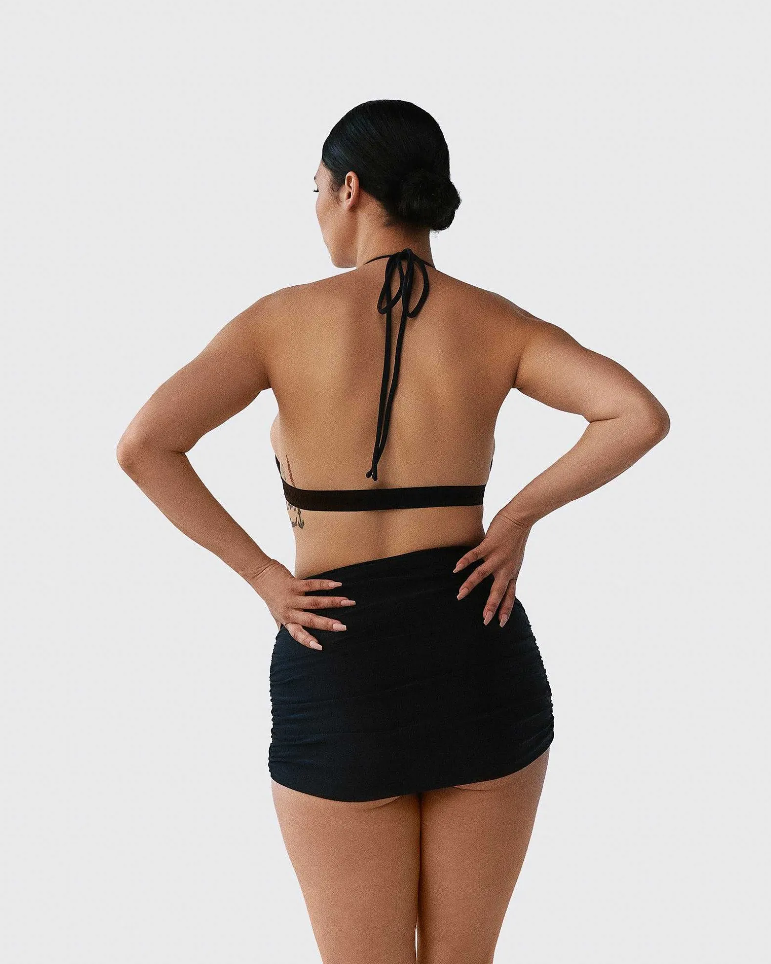 Brandon Blackwood Tops>Logo Halter Bikini Top Black