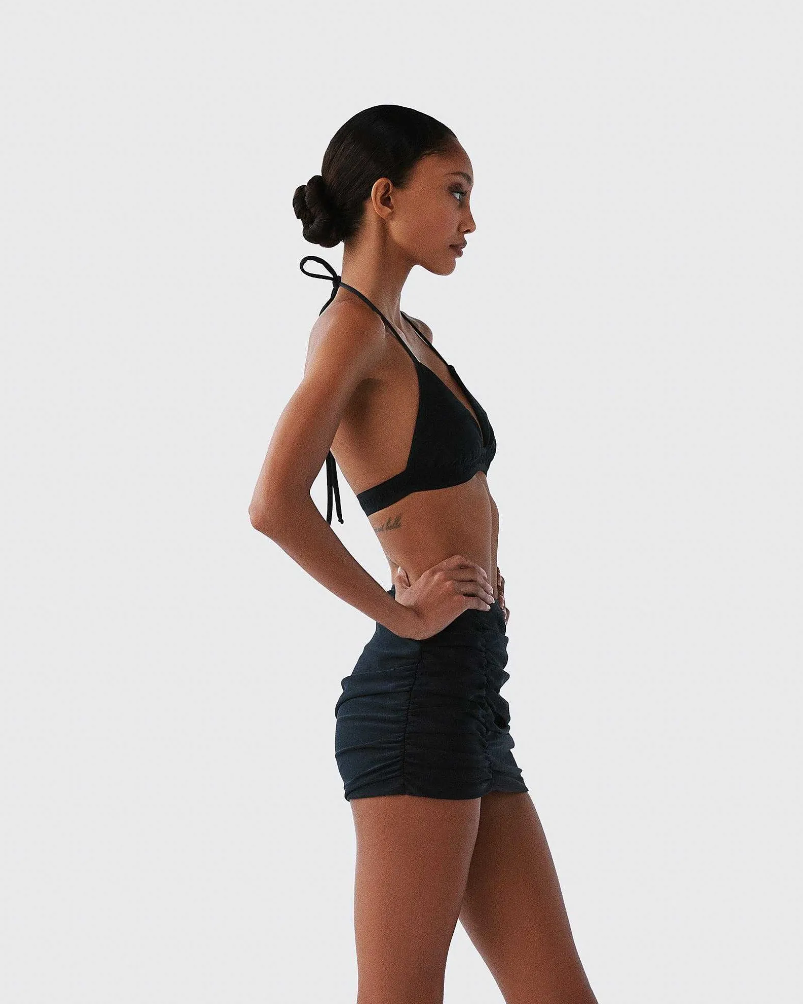 Brandon Blackwood Tops>Logo Halter Bikini Top Black