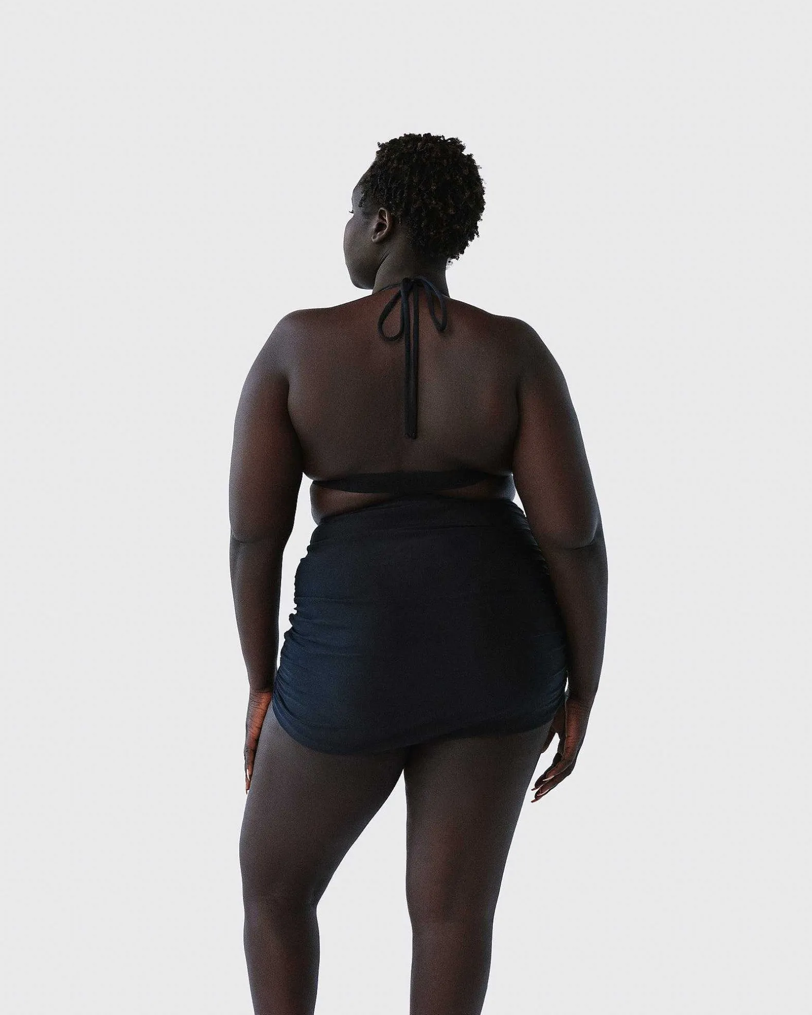 Brandon Blackwood Tops>Logo Halter Bikini Top Black