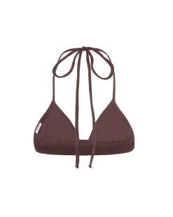 Brandon Blackwood Tops>Logo Halter Bikini Top Brown