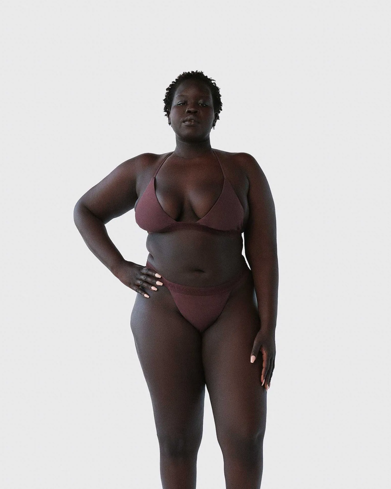 Brandon Blackwood Tops>Logo Halter Bikini Top Brown