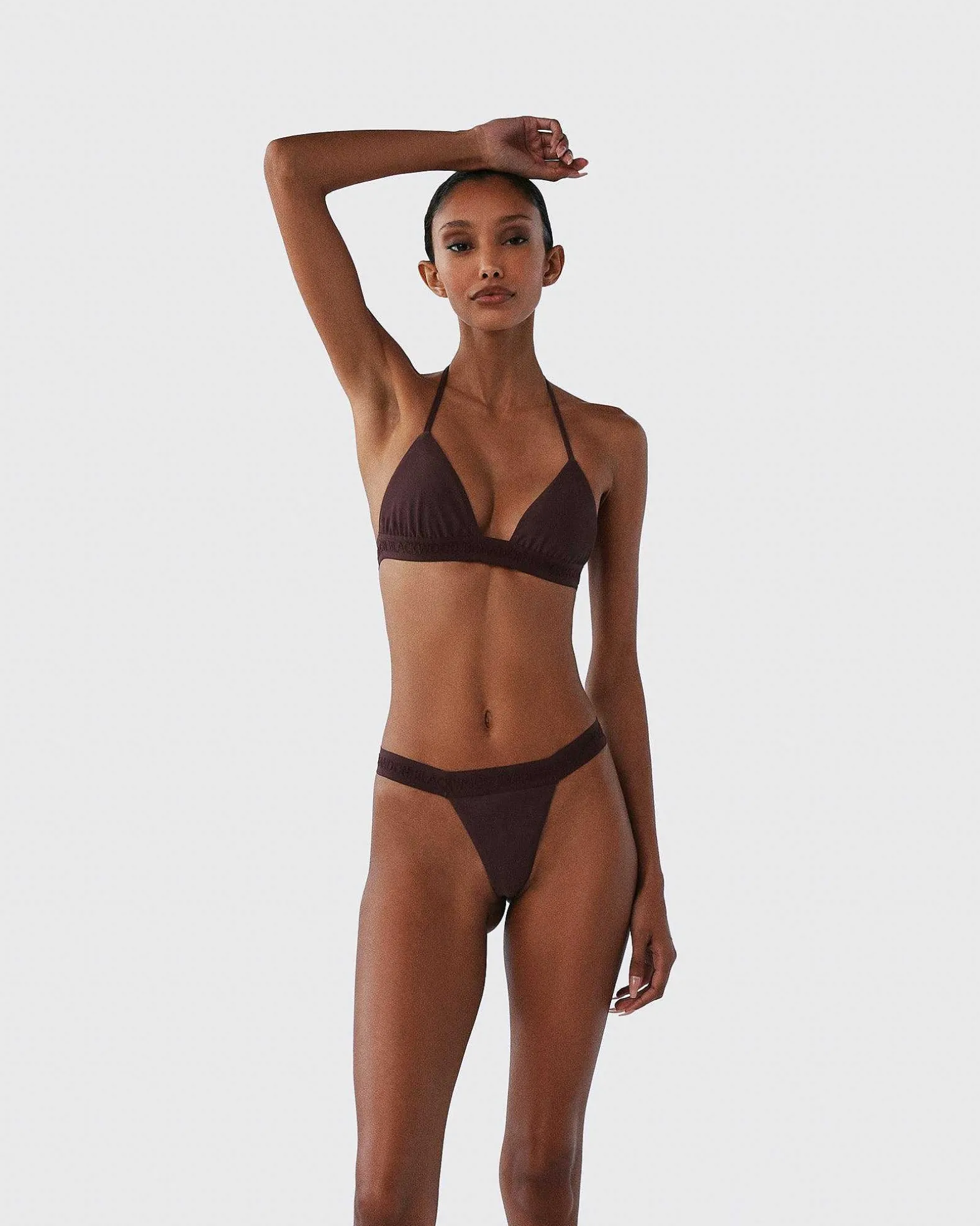 Brandon Blackwood Bottoms>Logo Swim Thong Brown