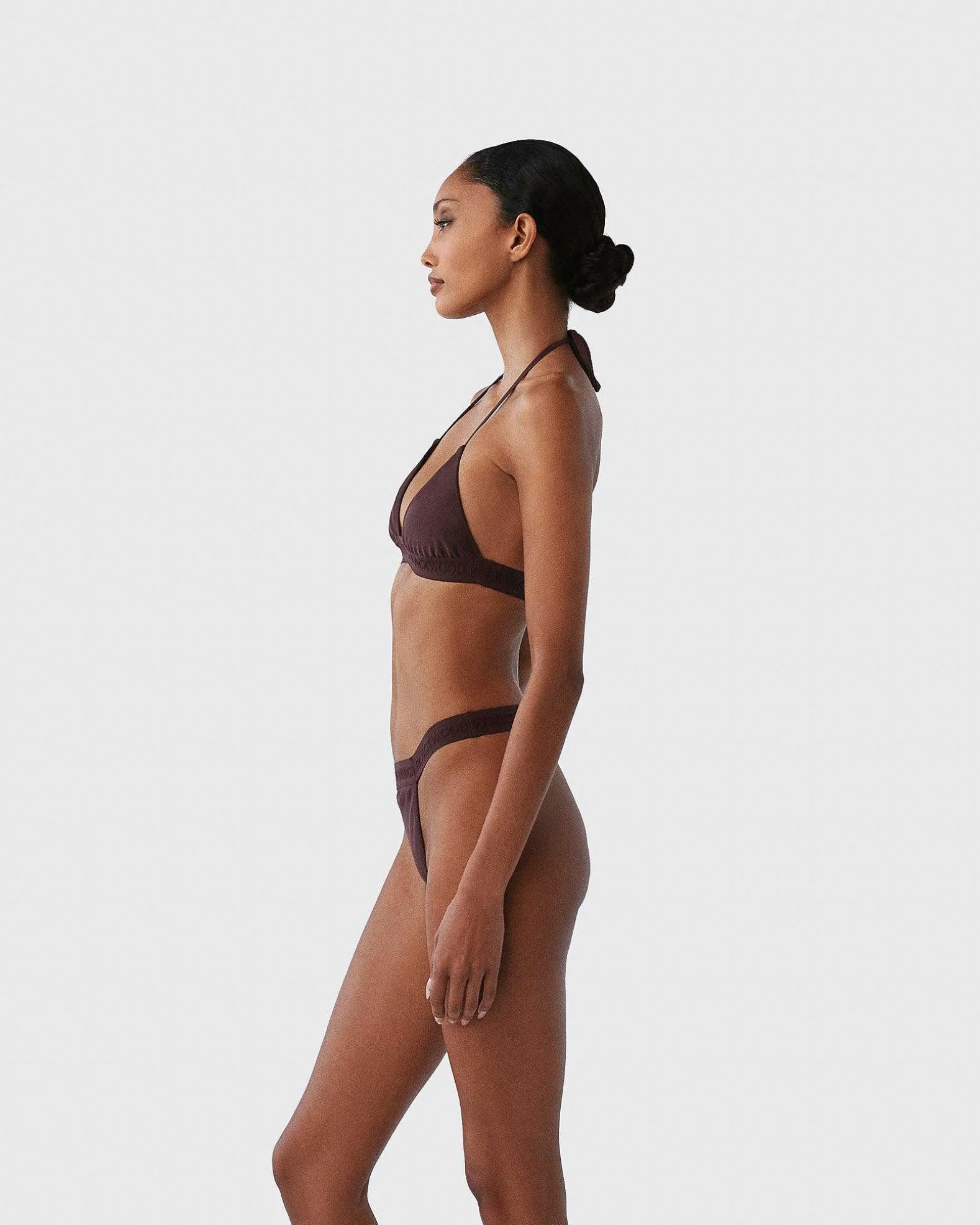 Brandon Blackwood Bottoms>Logo Swim Thong Brown