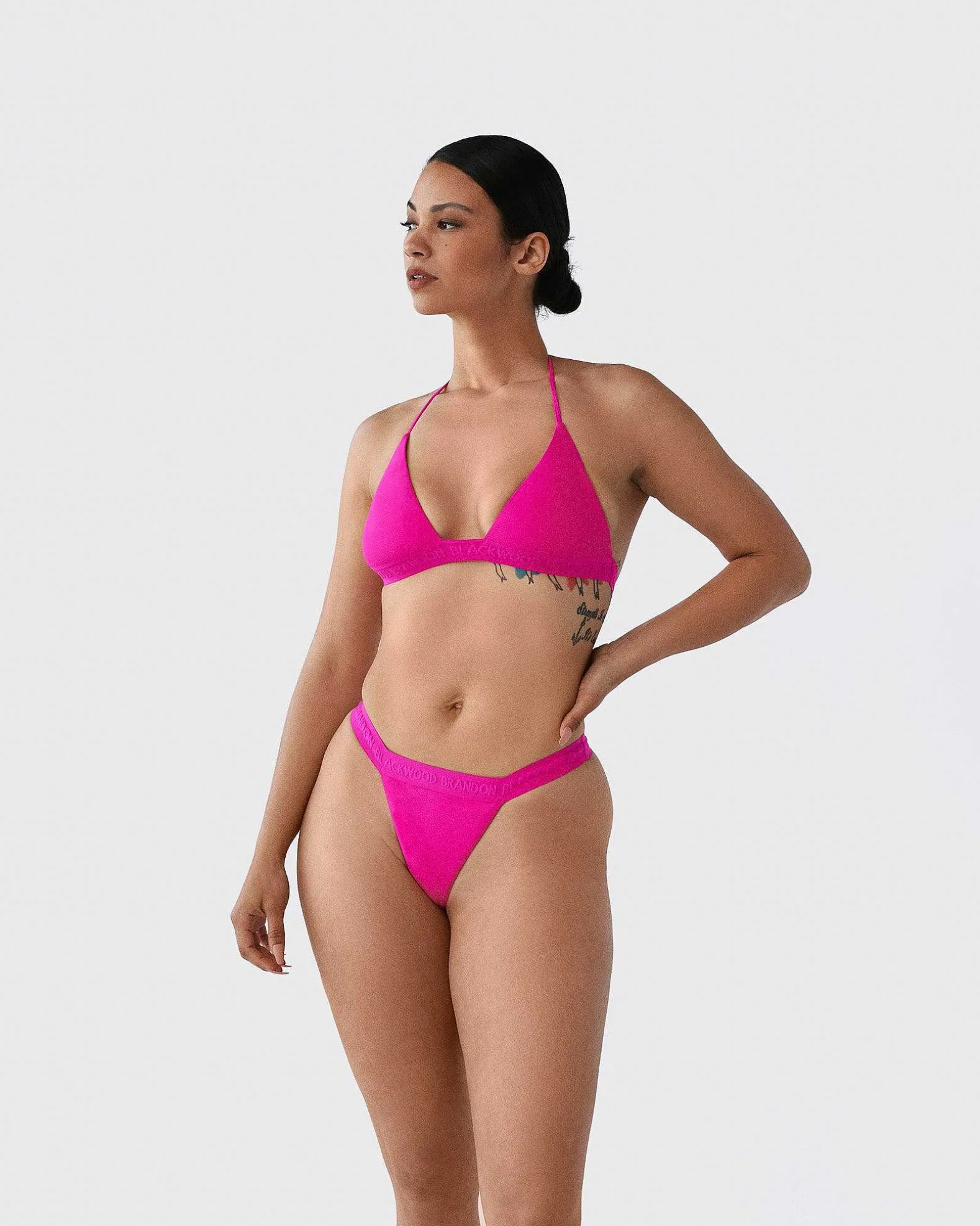 Brandon Blackwood Bottoms>Logo Swim Thong Hot Pink
