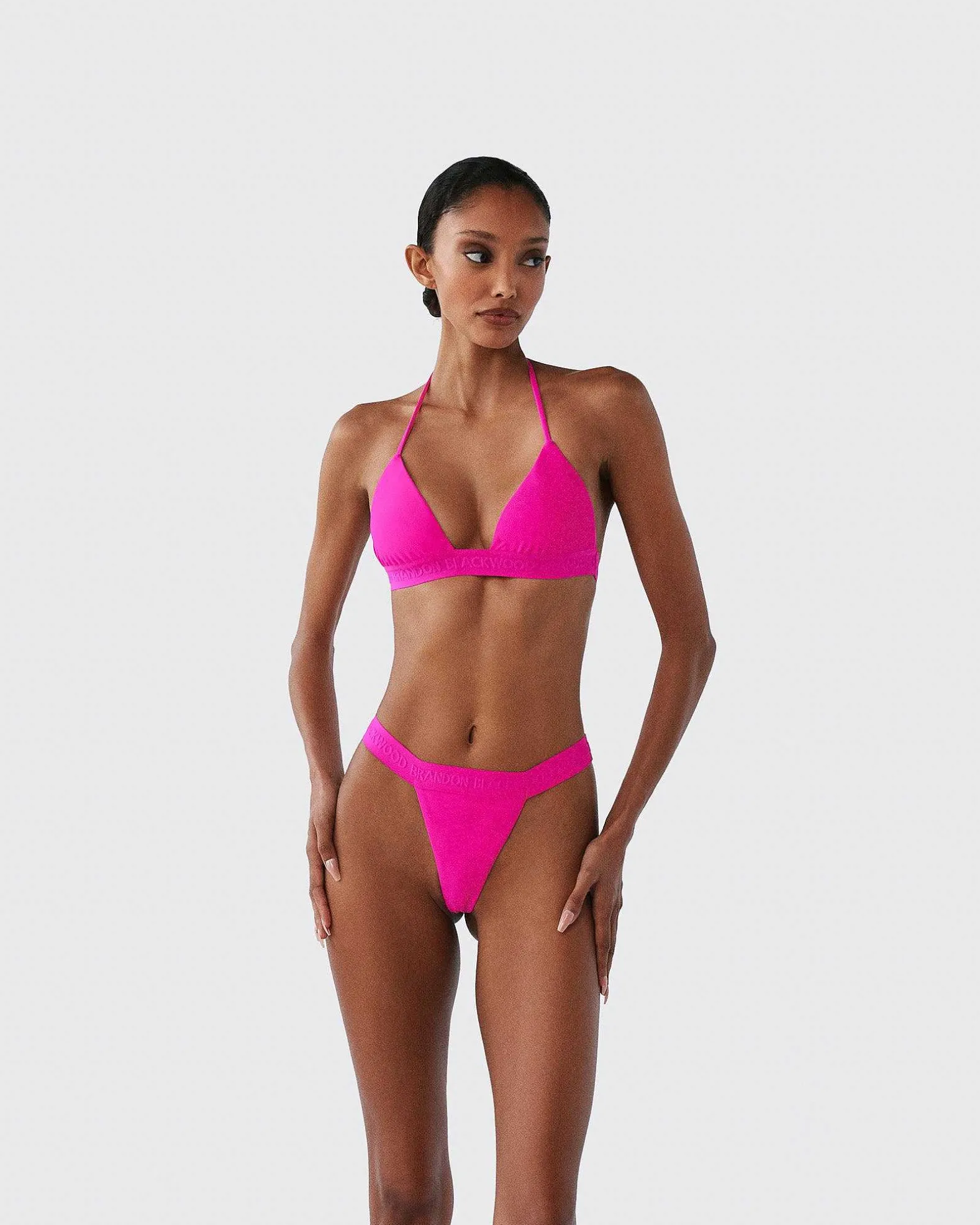 Brandon Blackwood Bottoms>Logo Swim Thong Hot Pink
