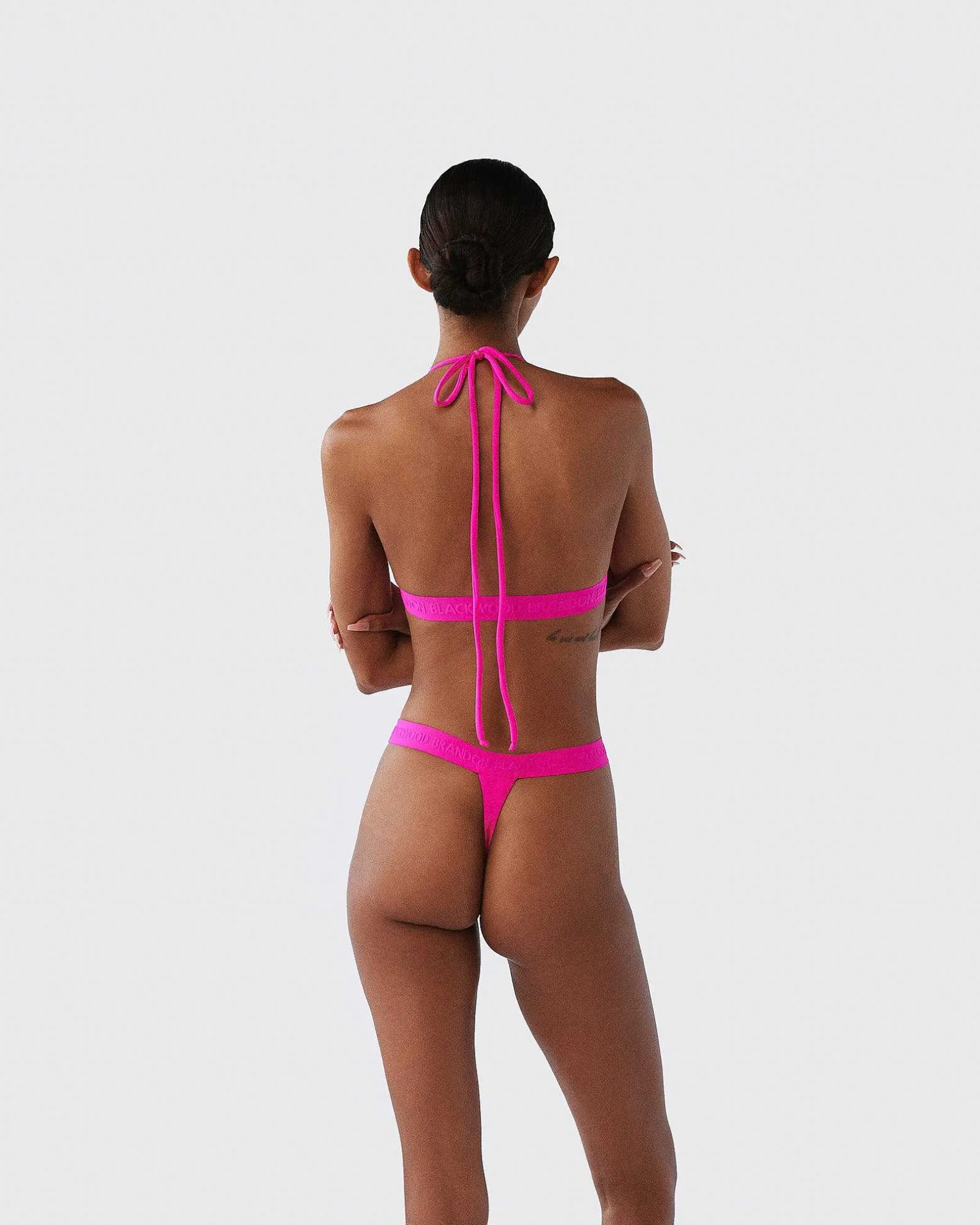 Brandon Blackwood Bottoms>Logo Swim Thong Hot Pink