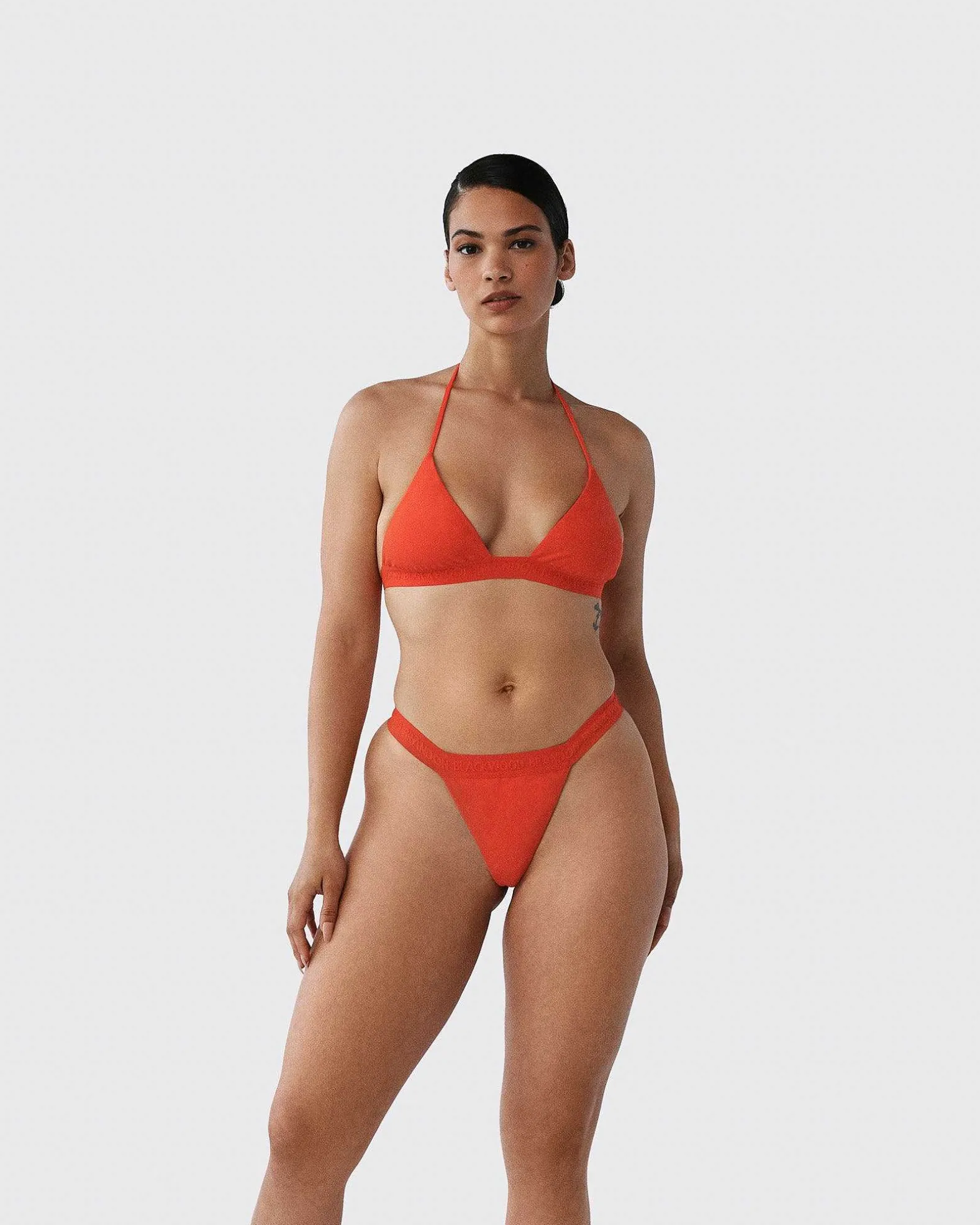Brandon Blackwood Bottoms>Logo Swim Thong Orange