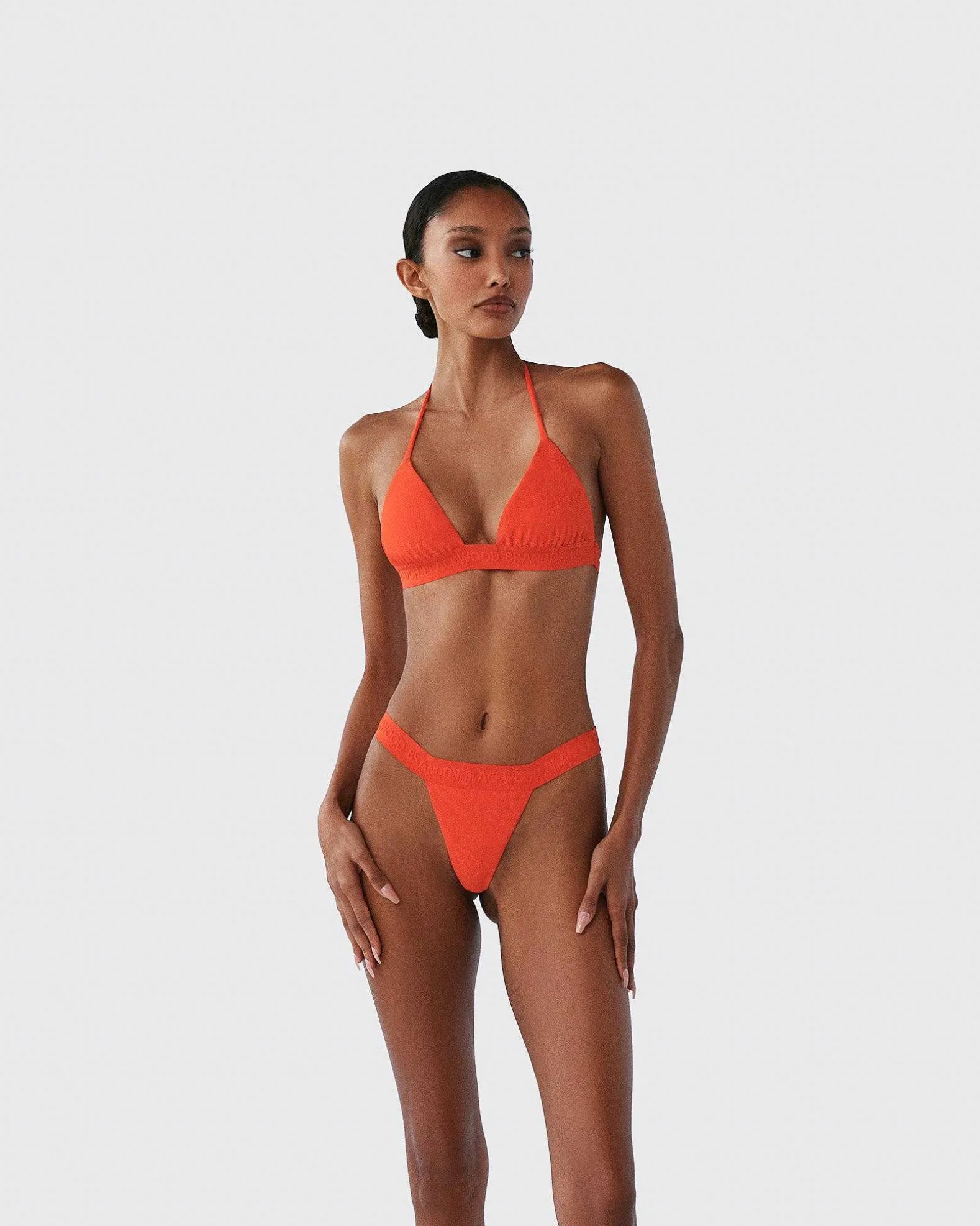 Brandon Blackwood Bottoms>Logo Swim Thong Orange