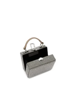 Brandon Blackwood Crossbody Bags>Mini Kendrick Trunk Taupe Diamond Mini Crystals