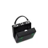 Brandon Blackwood Crossbody Bags>Mini Kendrick Trunk 420-Black Leather W/Green Embroidered Leaves