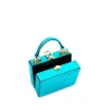 Brandon Blackwood Crossbody Bags>Mini Kendrick Trunk Metallic Blue Leather W/Brass Hardware