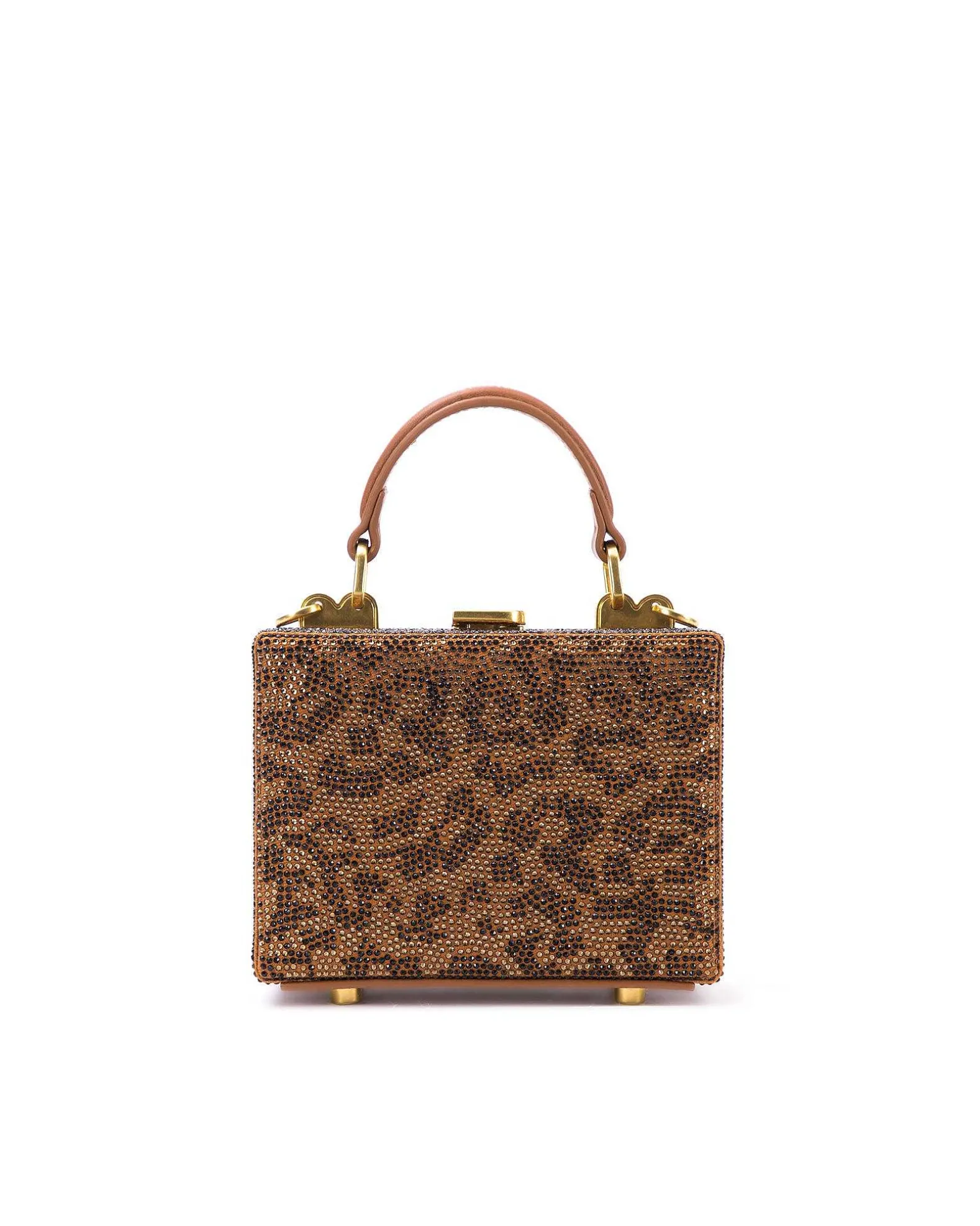 Brandon Blackwood Crossbody Bags>Mini Kendrick Trunk Brown Leopard Mini Crystals