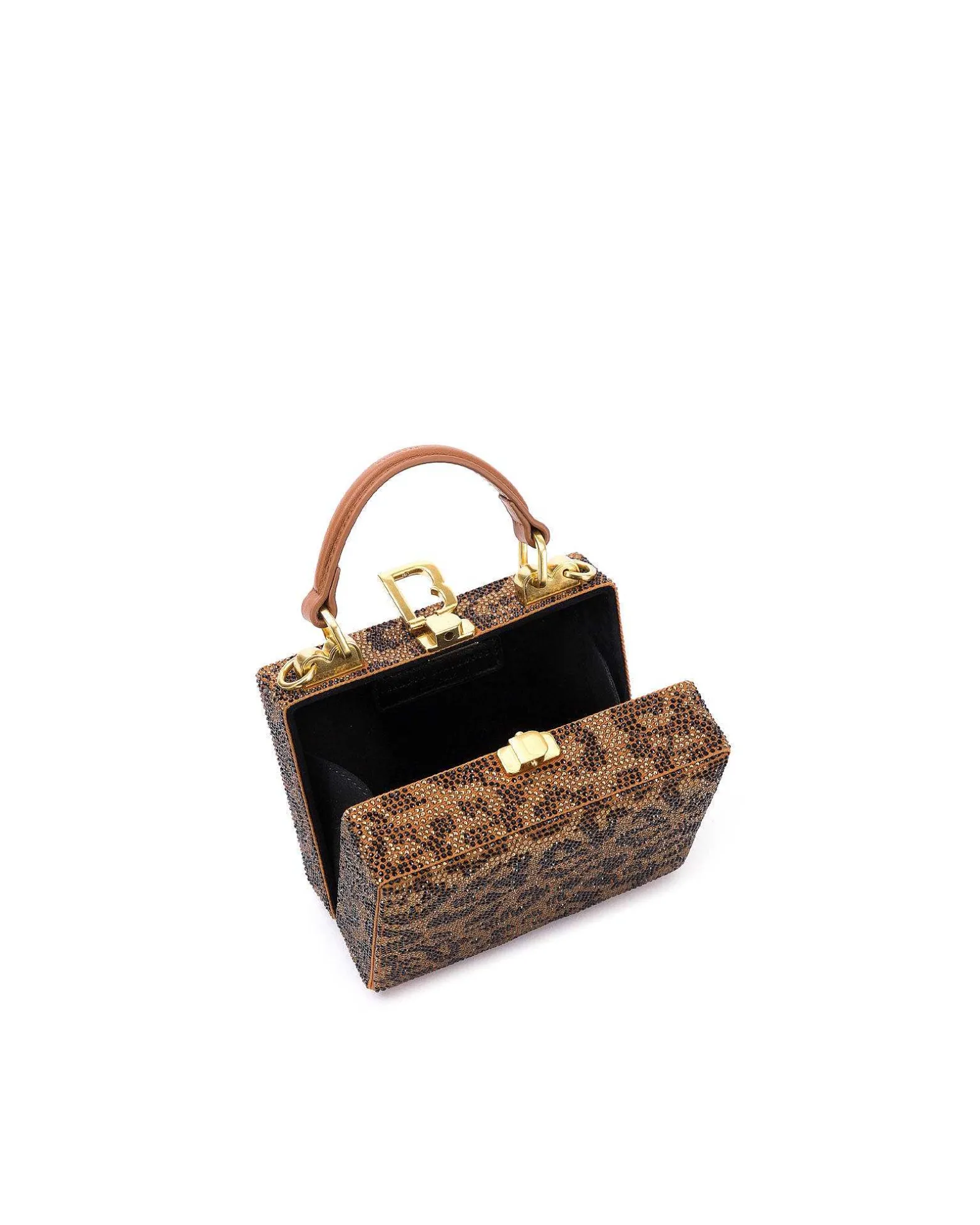 Brandon Blackwood Crossbody Bags>Mini Kendrick Trunk Brown Leopard Mini Crystals