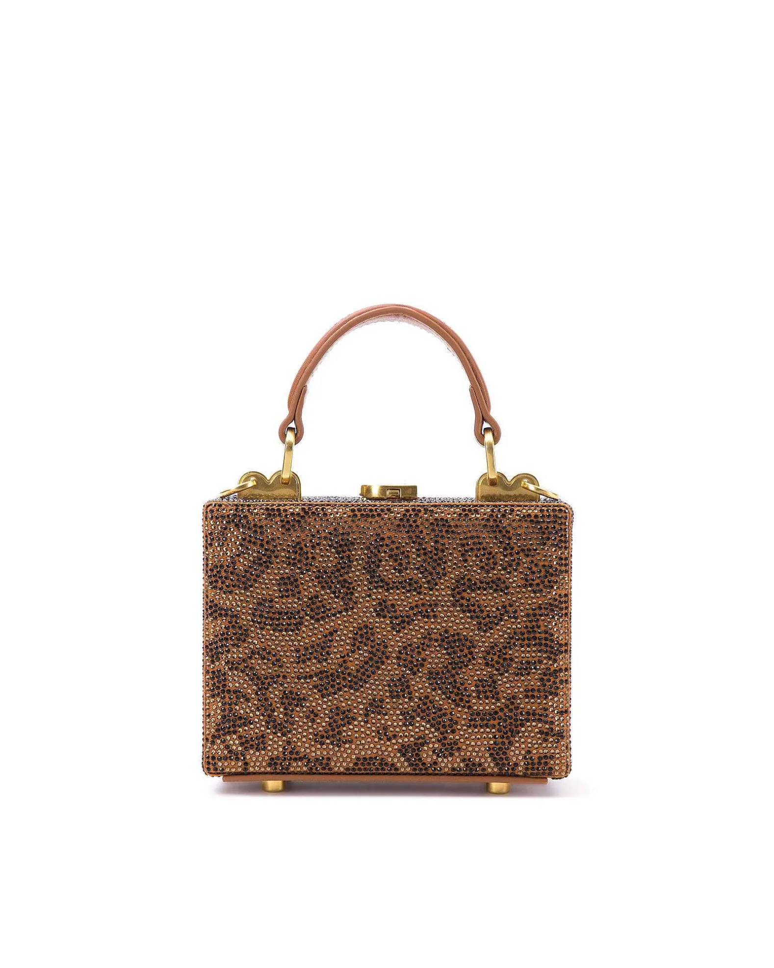 Brandon Blackwood Crossbody Bags>Mini Kendrick Trunk Brown Leopard Mini Crystals