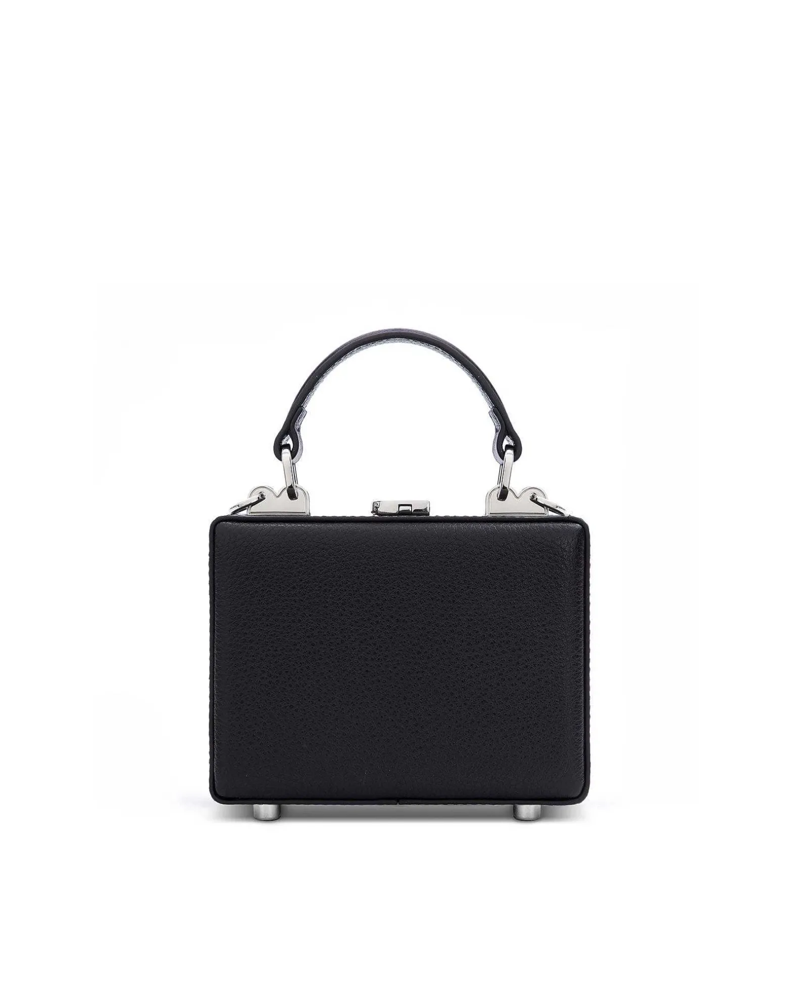 Brandon Blackwood Crossbody Bags>Mini Kendrick Trunk Midnight Black Leather W/Silver Hardware