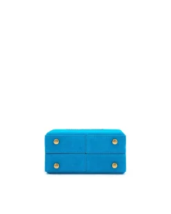 Brandon Blackwood Top Handle Bags>Mini Kendrick Trunk Aqua Blue Suede