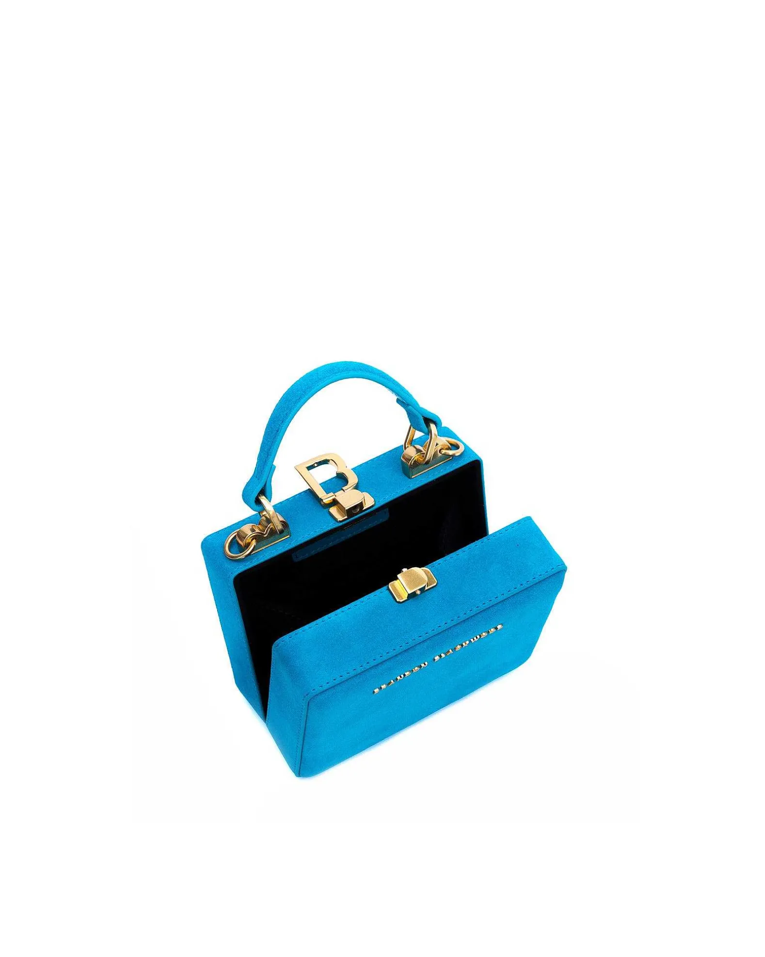 Brandon Blackwood Top Handle Bags>Mini Kendrick Trunk Aqua Blue Suede