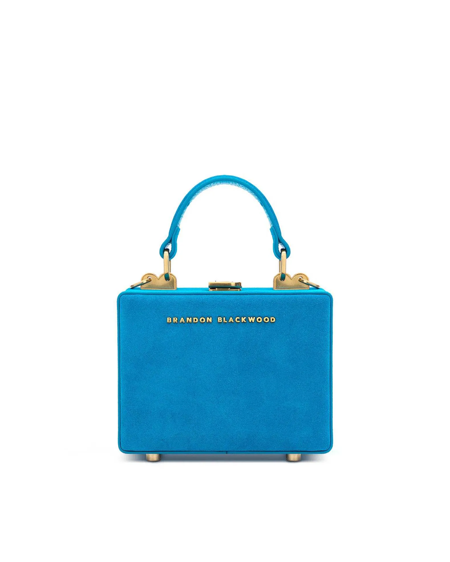 Brandon Blackwood Top Handle Bags>Mini Kendrick Trunk Aqua Blue Suede