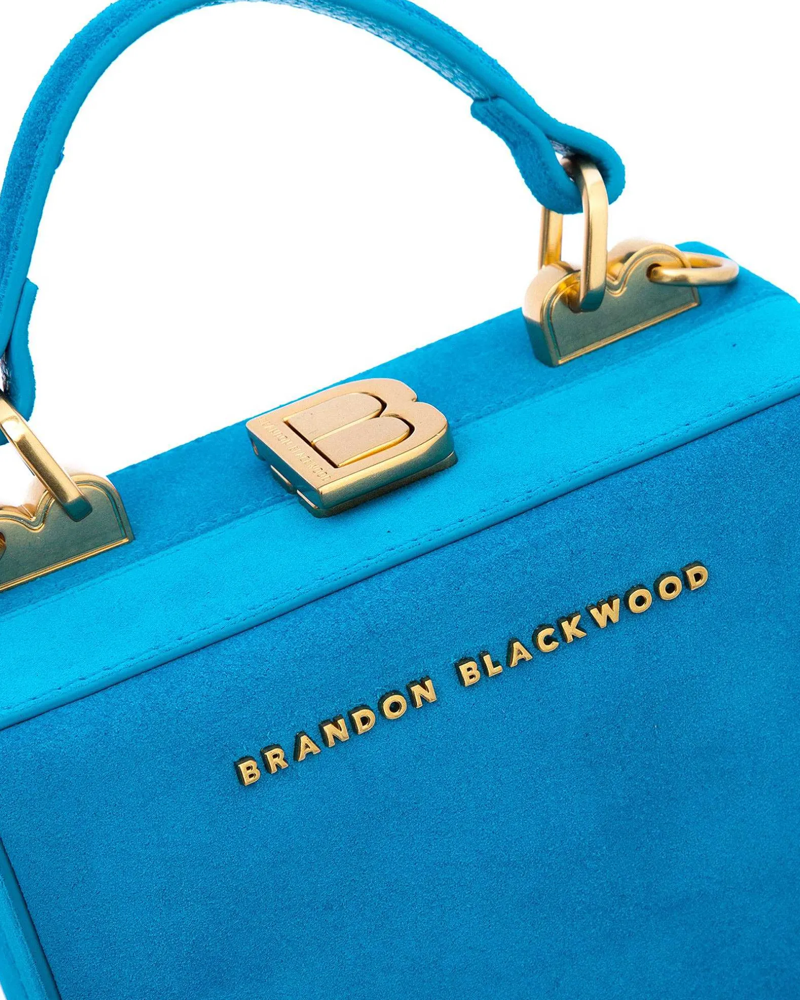 Brandon Blackwood Top Handle Bags>Mini Kendrick Trunk Aqua Blue Suede