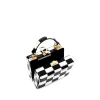 Brandon Blackwood Top Handle Bags>Mini Kendrick Trunk Black & White Checkerboard Leather