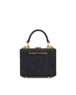 Brandon Blackwood Top Handle Bags>Mini Kendrick Trunk Black Denim