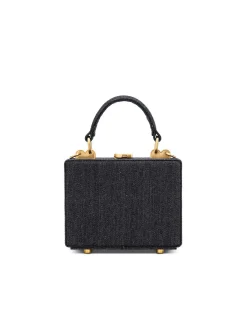 Brandon Blackwood Top Handle Bags>Mini Kendrick Trunk Black Denim