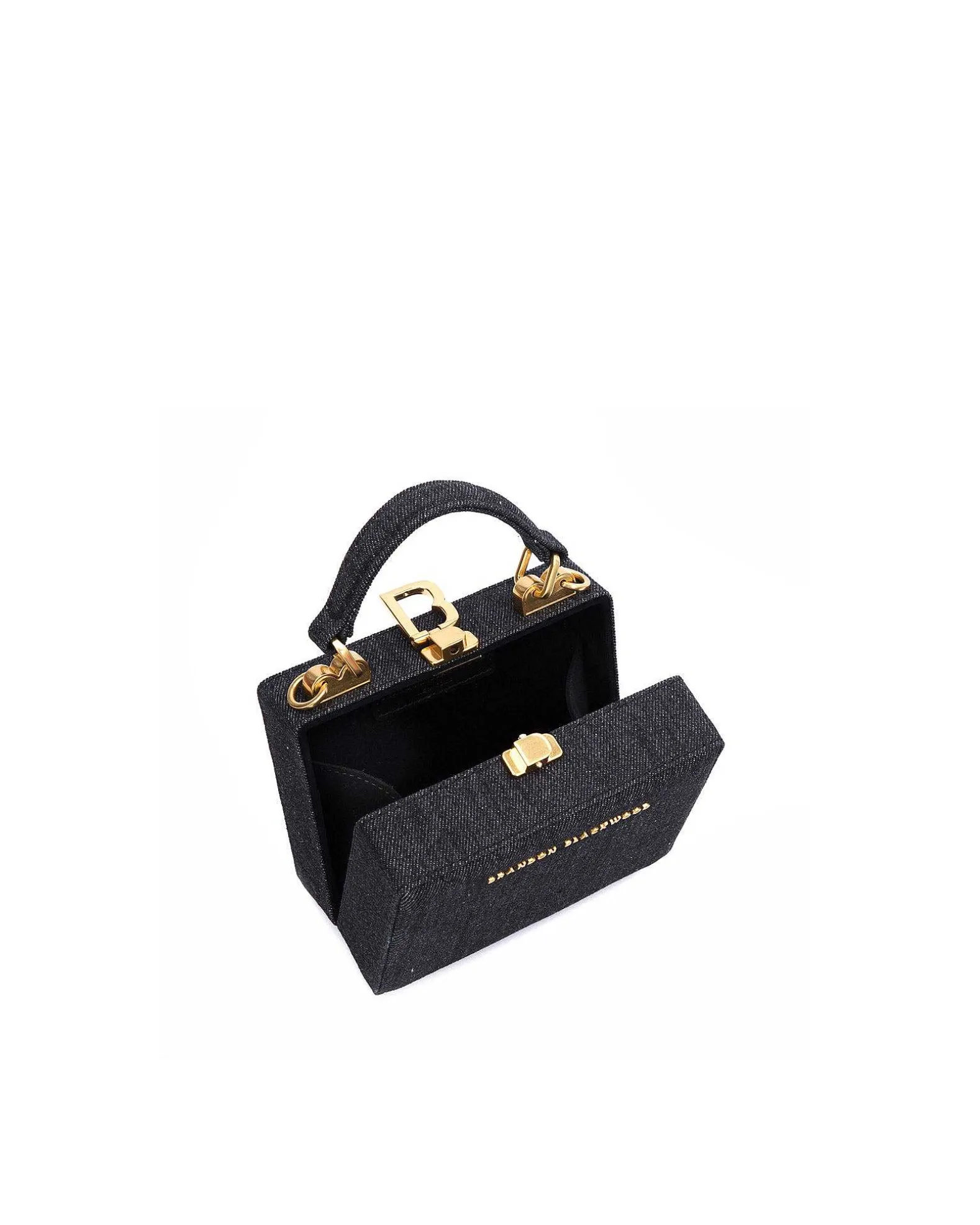 Brandon Blackwood Top Handle Bags>Mini Kendrick Trunk Black Denim