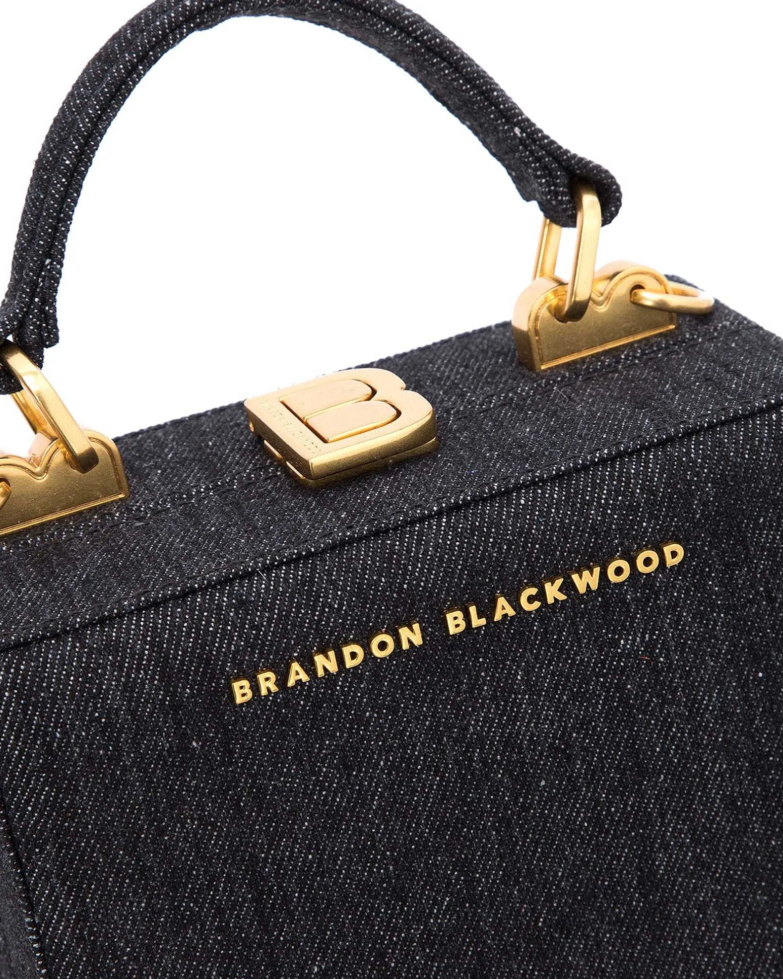 Brandon Blackwood Top Handle Bags>Mini Kendrick Trunk Black Denim