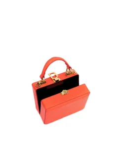 Brandon Blackwood Top Handle Bags>Mini Kendrick Trunk Burnt Orange Leather W/Brass Hardware