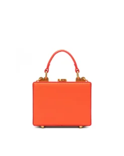 Brandon Blackwood Top Handle Bags>Mini Kendrick Trunk Burnt Orange Leather W/Brass Hardware