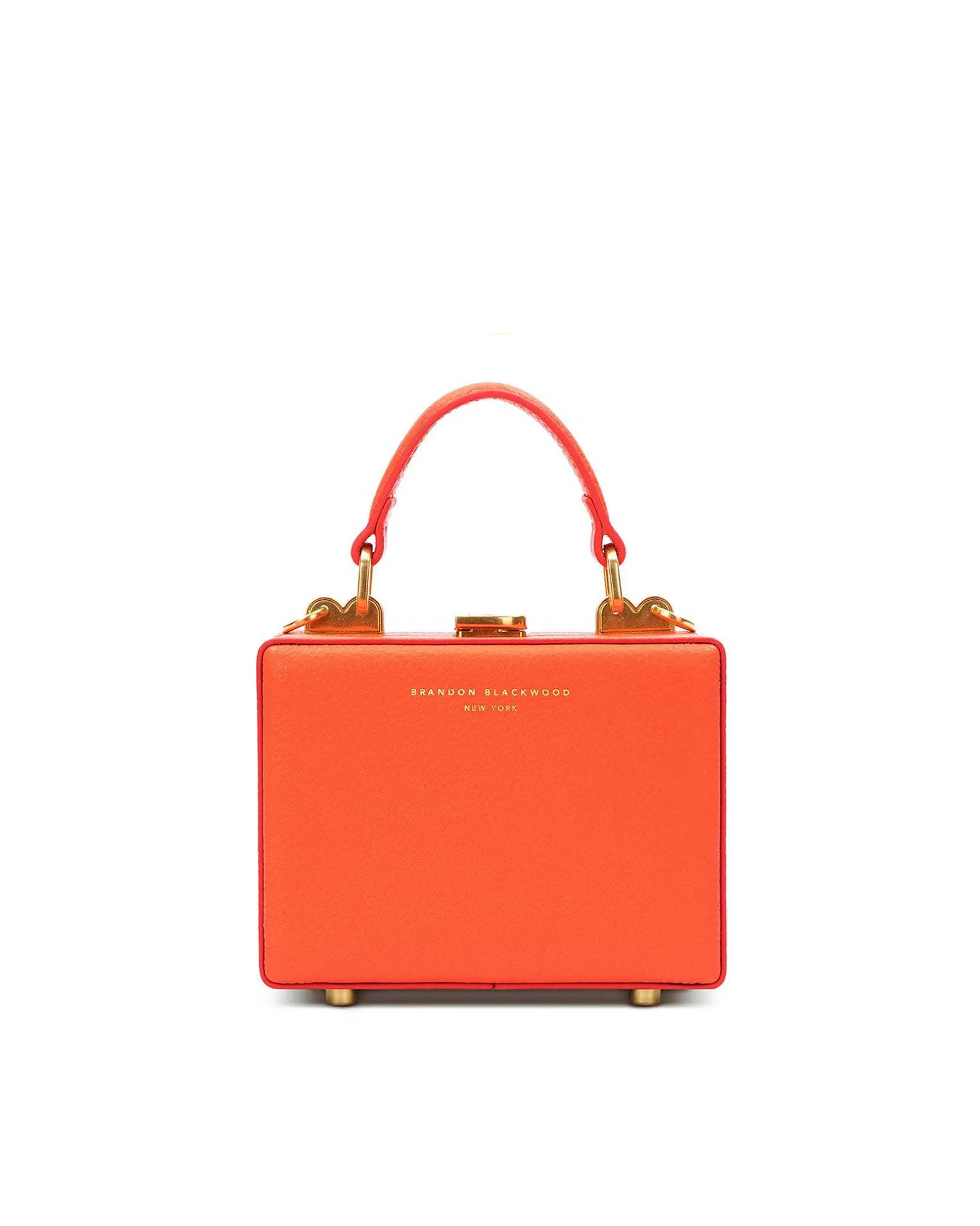 Brandon Blackwood Top Handle Bags>Mini Kendrick Trunk Burnt Orange Leather W/Brass Hardware