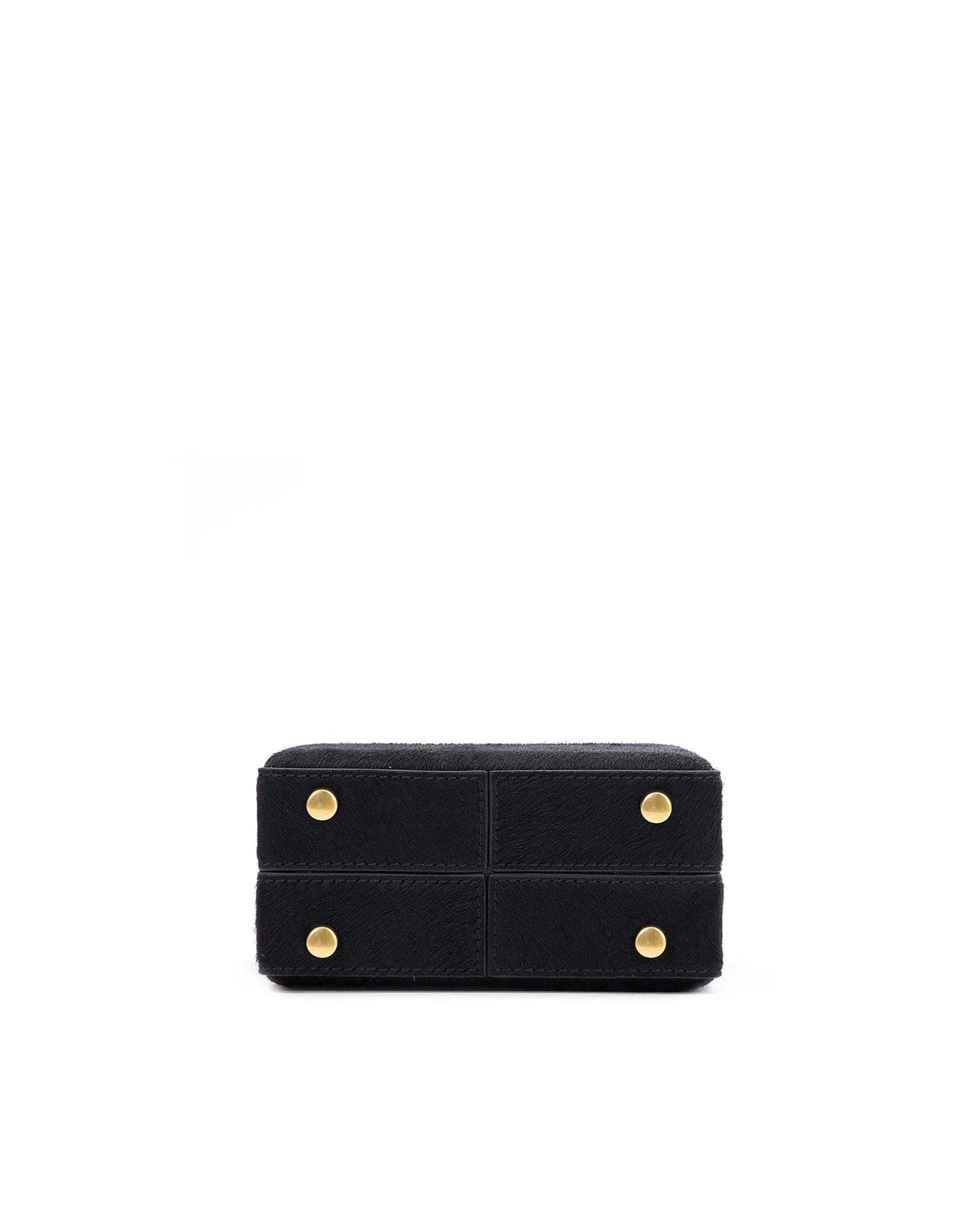 Brandon Blackwood Top Handle Bags>Mini Kendrick Trunk Black Ponyhair W/Brass Hardware