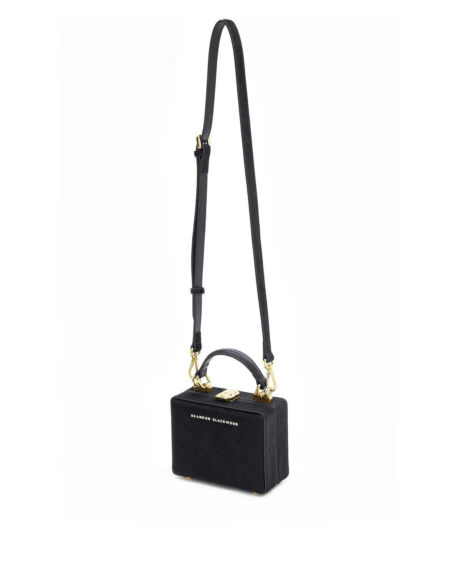 Brandon Blackwood Top Handle Bags>Mini Kendrick Trunk Black Ponyhair W/Brass Hardware