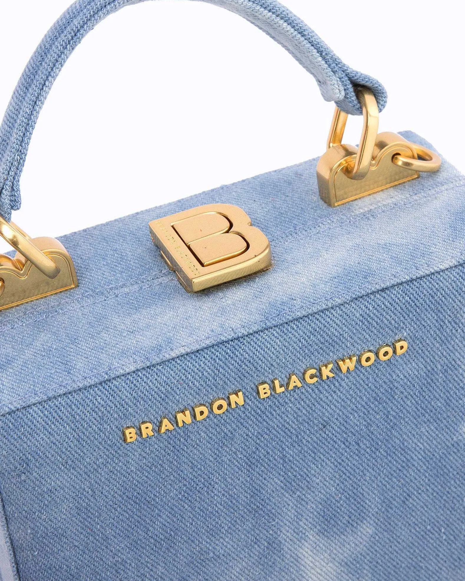 Brandon Blackwood Top Handle Bags>Mini Kendrick Trunk Blue Bleached Denim