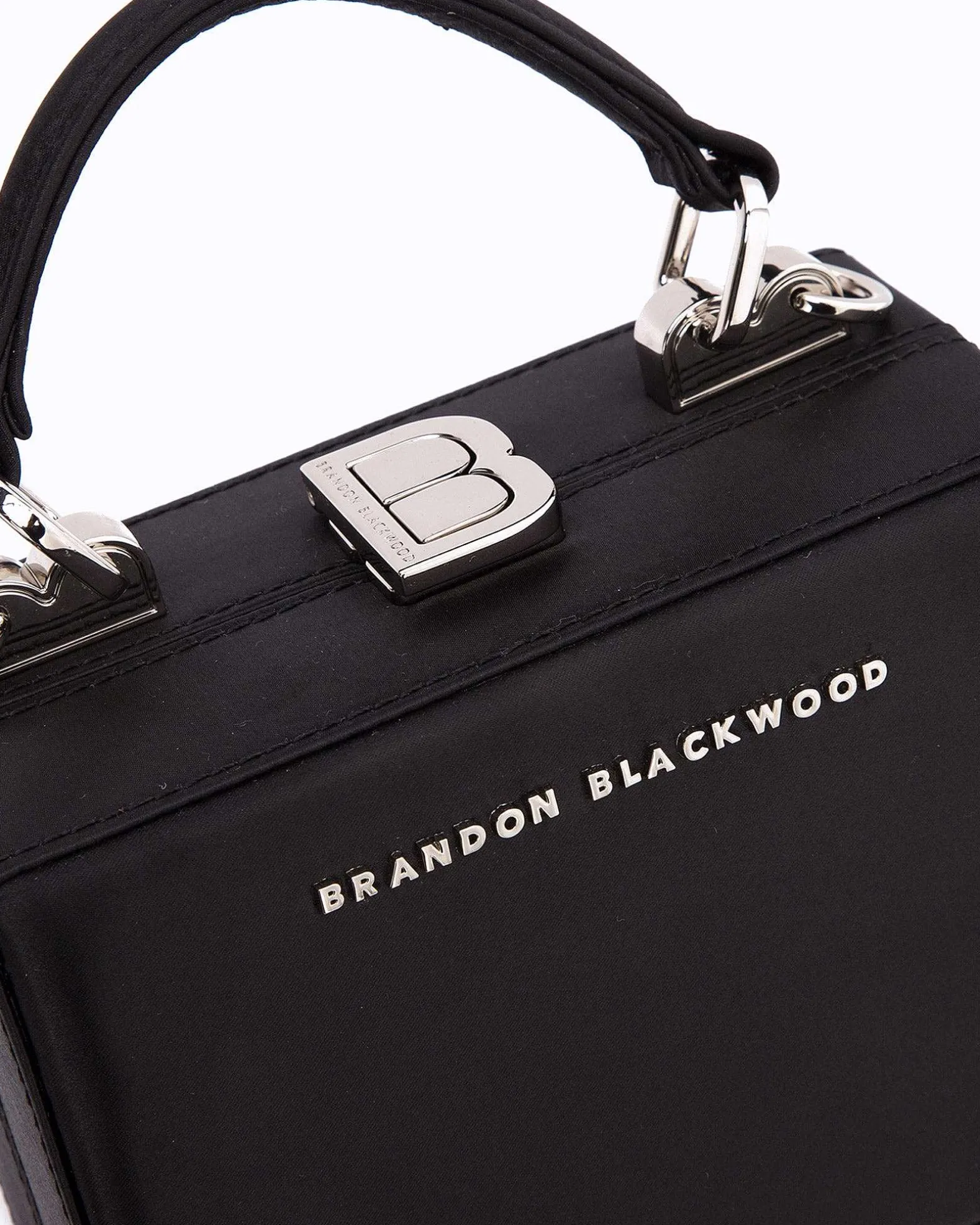 Brandon Blackwood Top Handle Bags>Mini Kendrick Trunk Black Satin