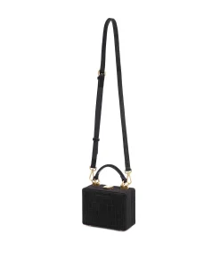 Brandon Blackwood Top Handle Bags>Mini Kendrick Trunk Black Croc Embossed Suede