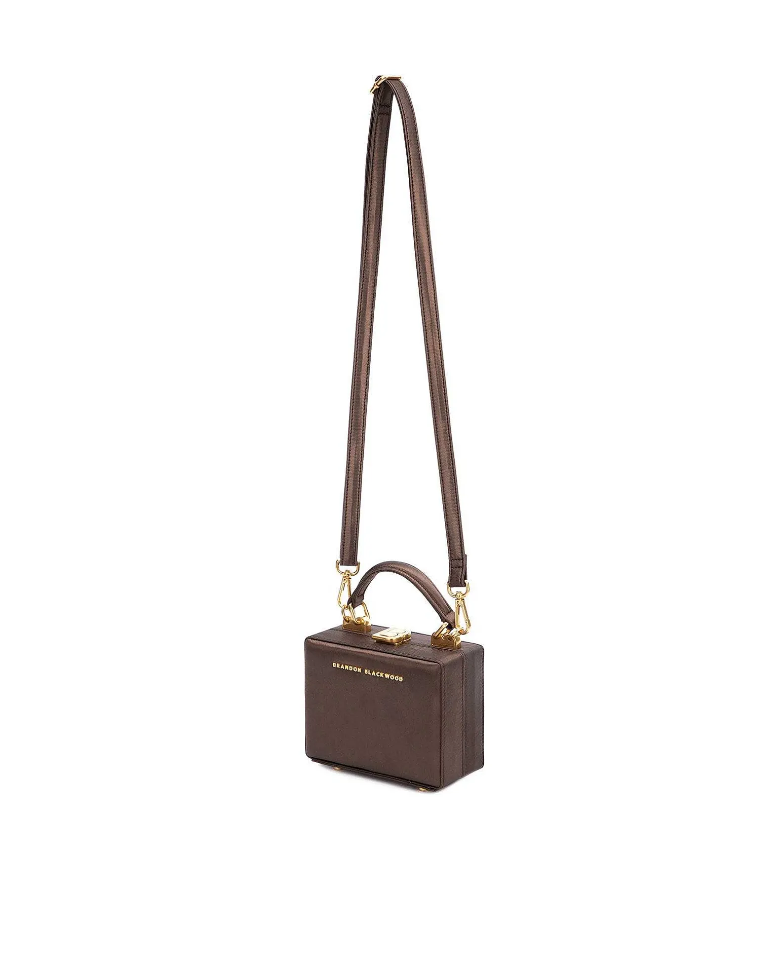 Brandon Blackwood Top Handle Bags>Mini Kendrick Trunk Brown Satin
