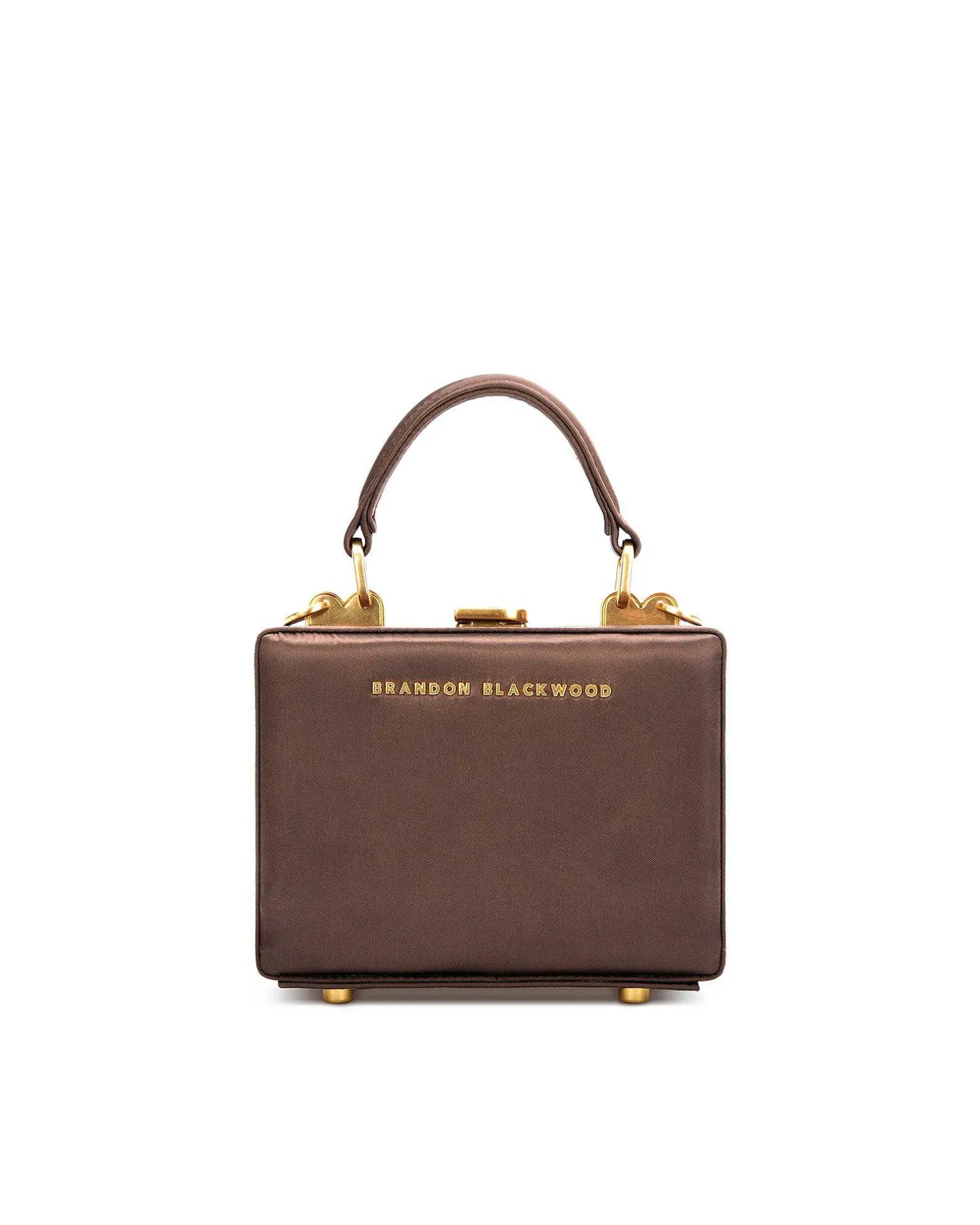 Brandon Blackwood Top Handle Bags>Mini Kendrick Trunk Brown Satin