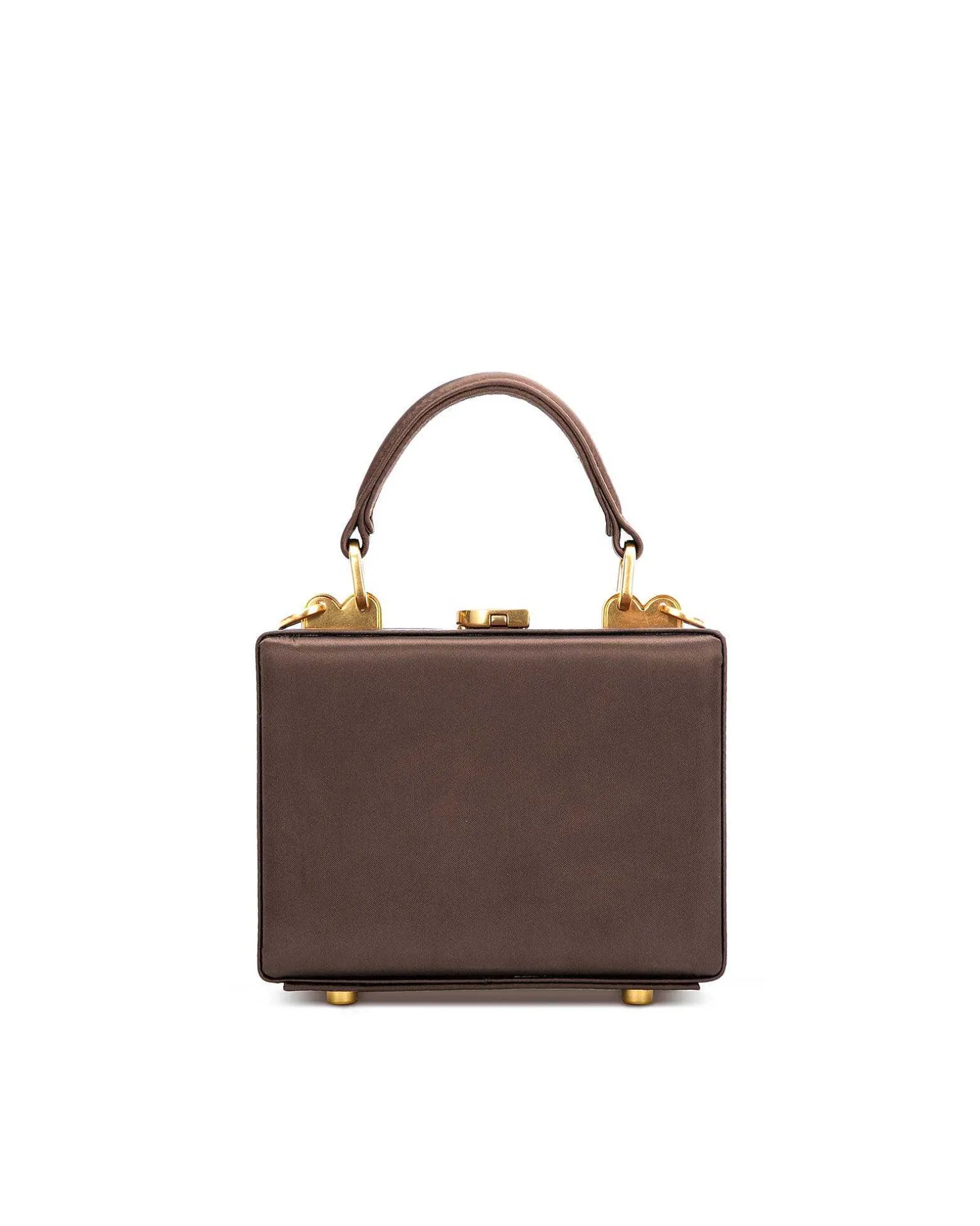 Brandon Blackwood Top Handle Bags>Mini Kendrick Trunk Brown Satin