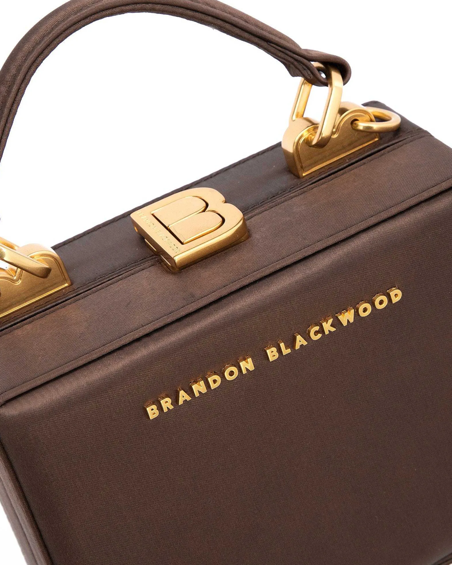 Brandon Blackwood Top Handle Bags>Mini Kendrick Trunk Brown Satin