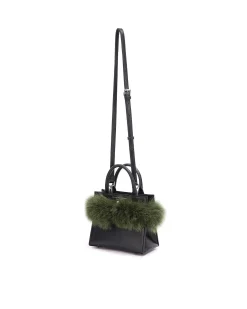 Brandon Blackwood Crossbody Bags>Mya Bag Black Leather & Green Fox